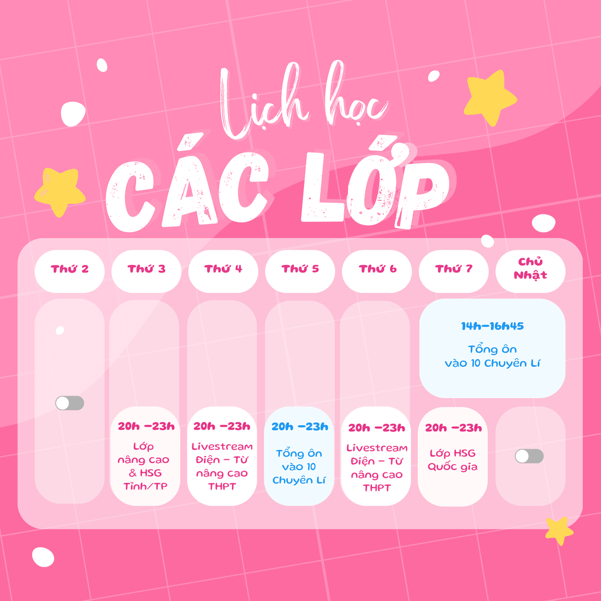 Lịch học các lớp